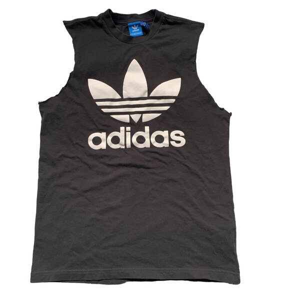 Adidas Men's Sleeveless Cutoff Tee Black White Small - Picture 1 of 6